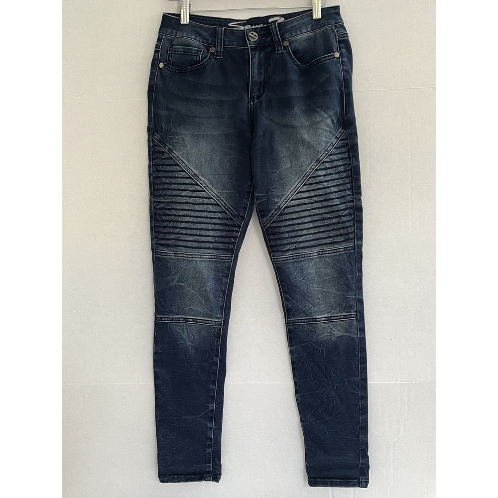Seven7 Premium Denim Skinny Moto Jeans-‎ Embroidered Pockets Size 6
